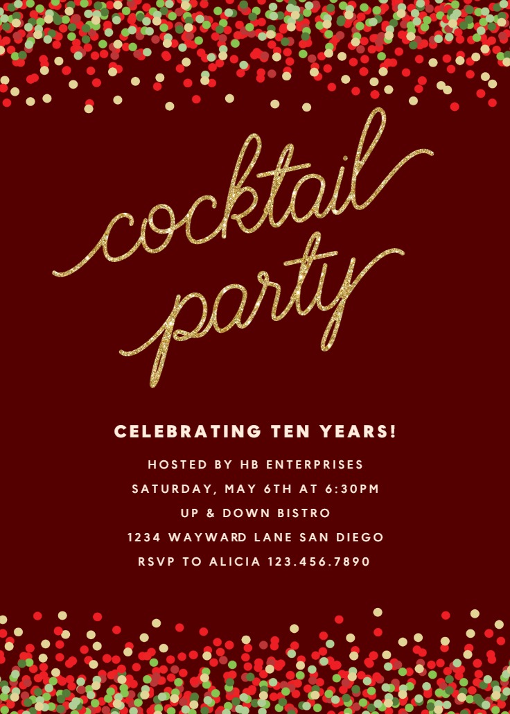 Cocktail confetti Cocktail Party Invitation Template (Free